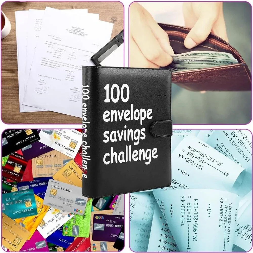 100 Envelope Money Savings Challenge Binder $5,500 (Black)